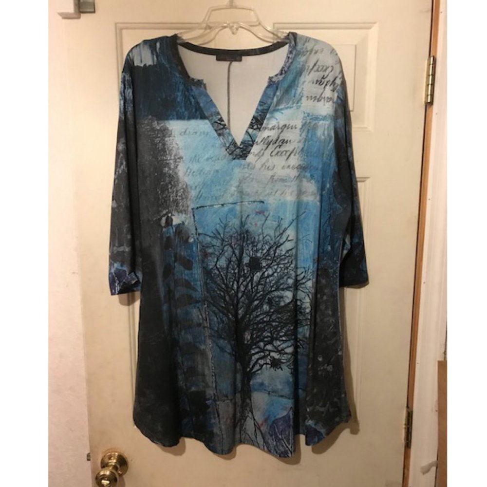1X Black, Blue & White Tunic Top / Dress